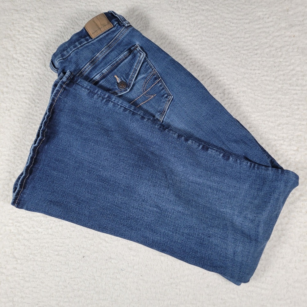 American Eagle Flare Jeans Womens 8 Medium Next Level Stretch High Rise Blue